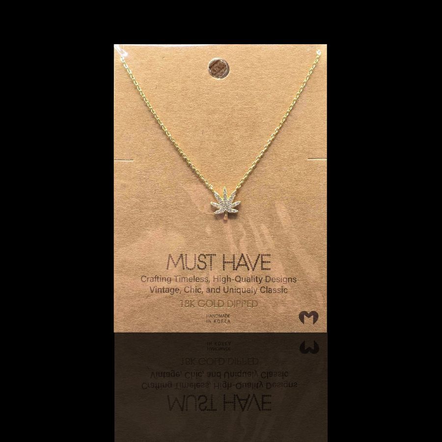 Necklace Jeweled Cannabis Leaf
