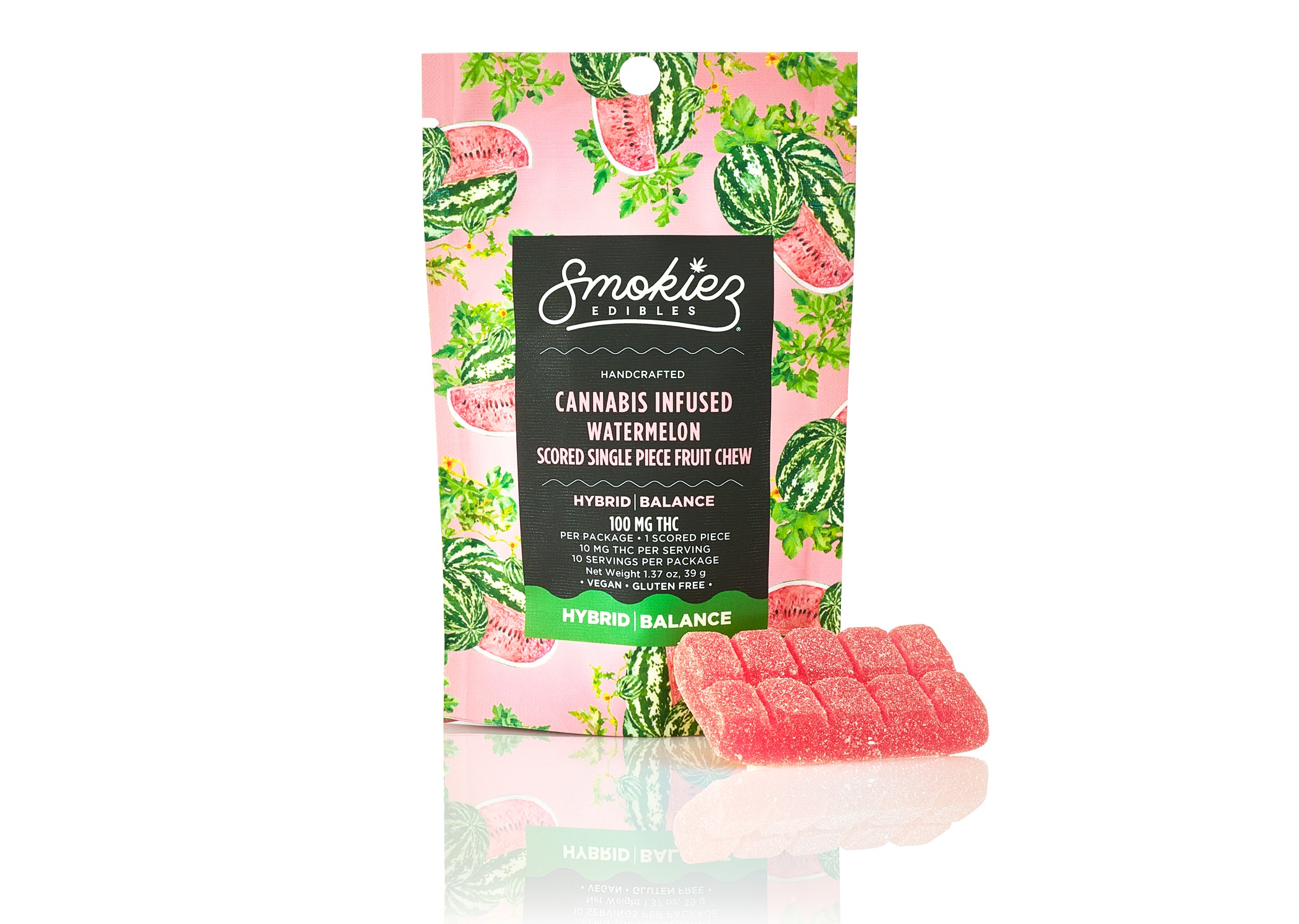 Watermelon Hybrid Scored-Single Piece THC Fruit Chew