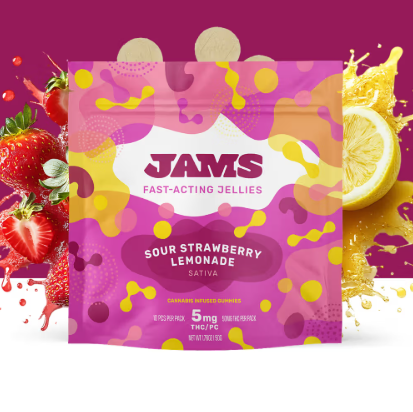 Ⓥ JAMS Jellies 100mg: Sour Strawberry Lemonade 20pk