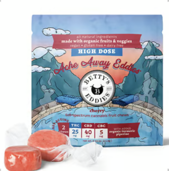 BETTY'S EDDIES ACHE AWAY EDDIES CHERRY 2PK FRUIT CHEWS 50MG