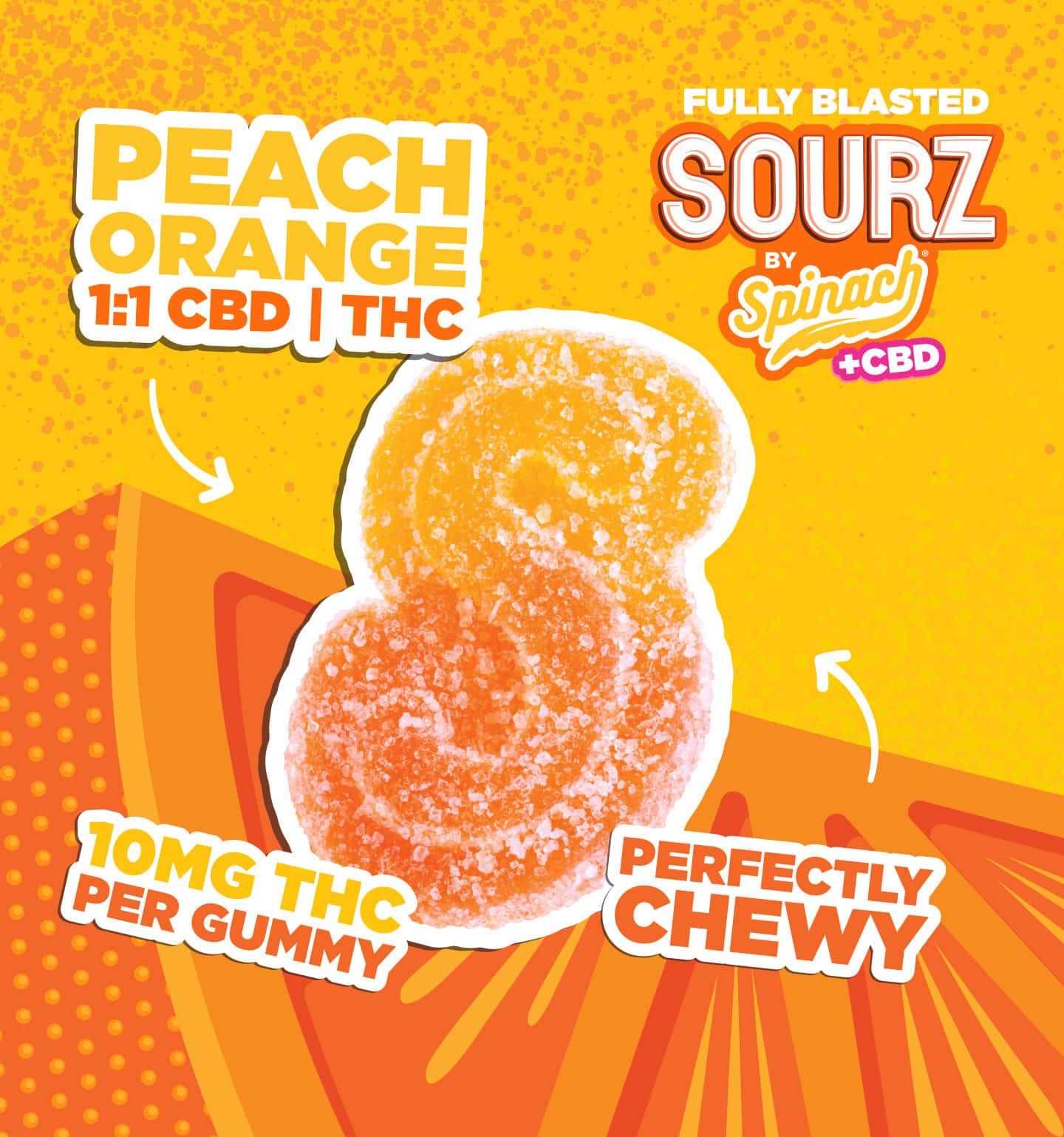 Spinach Sourz 1x10mg - Peach Orange +CBD