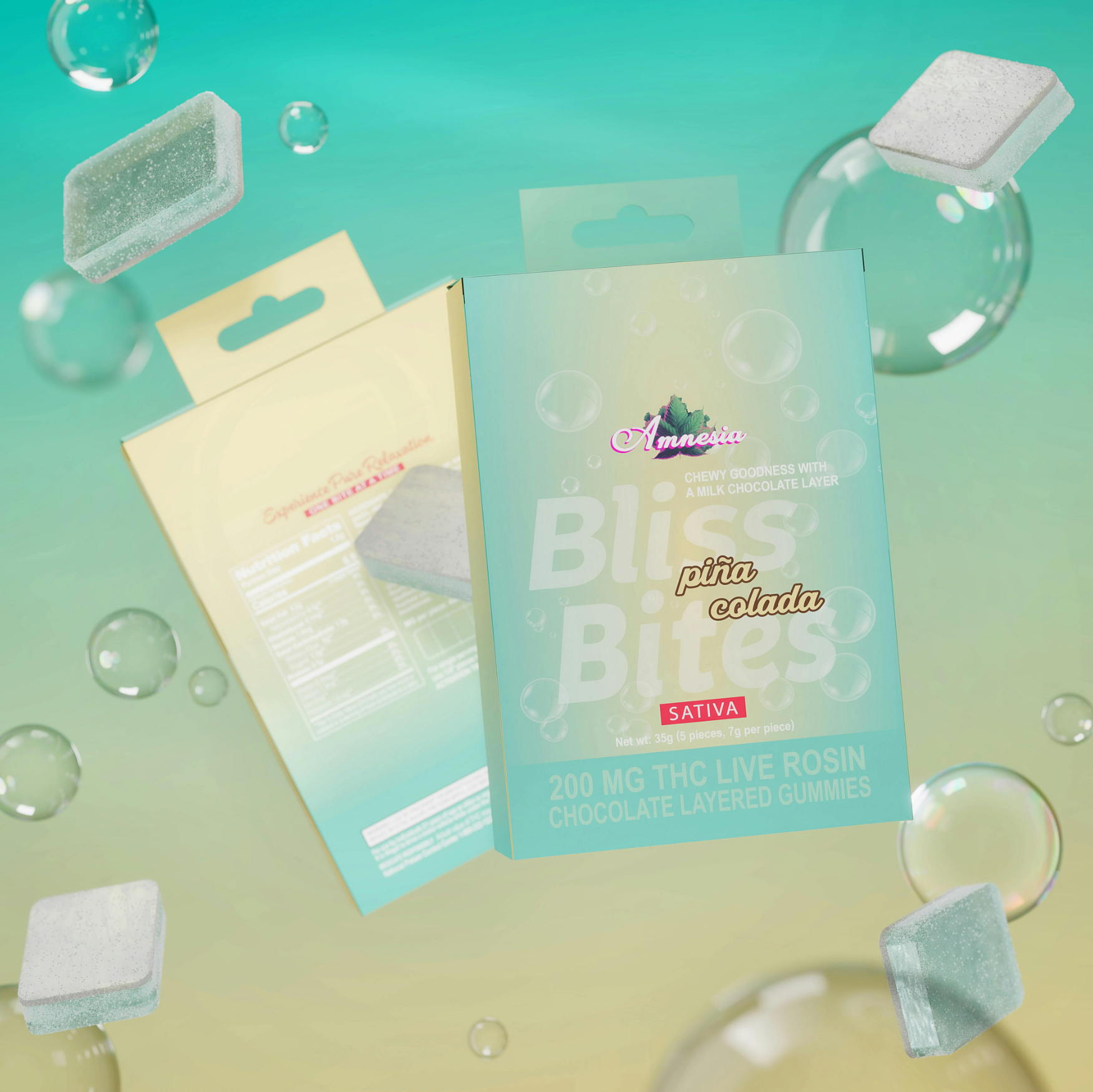 Pina Colada Sativa Hash Rosin Chocolate Layered Gummy 200mg | 4/$20