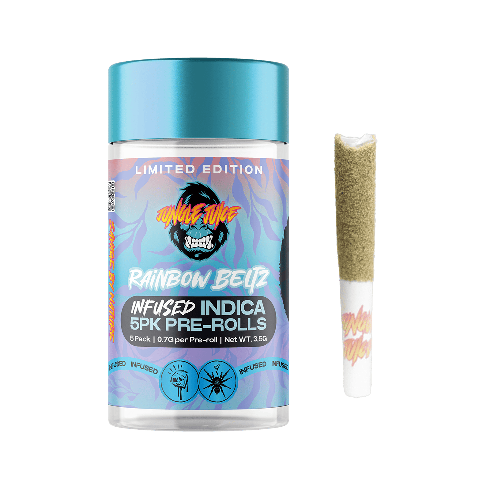 Jungle Juice | 0.7g - 5pk (3.5g) Infused Preroll Pack | Rainbow Belts