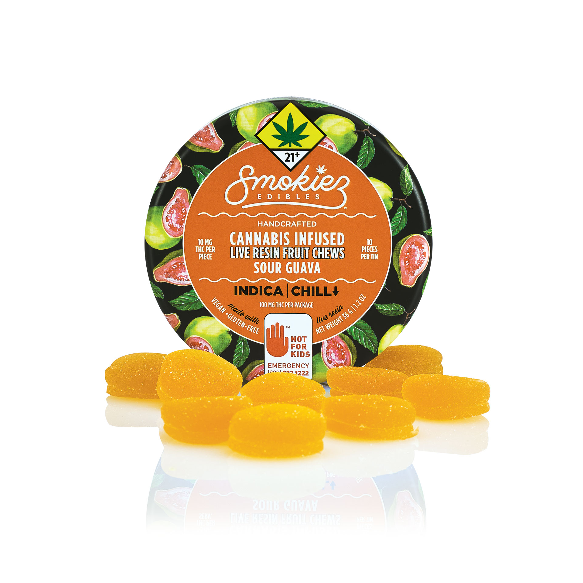 Sour Guava Indica  100mg THC Live Resin Fruit Chews