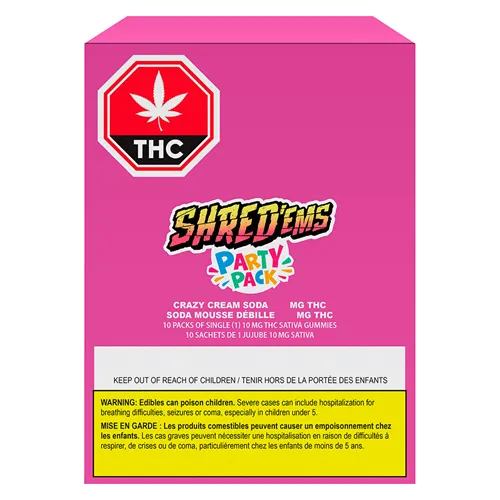 SHRED'EMS - Shred'Ems Crazy Cream Soda Max10 Party Pack Gummies - Sativa - 10 Pack