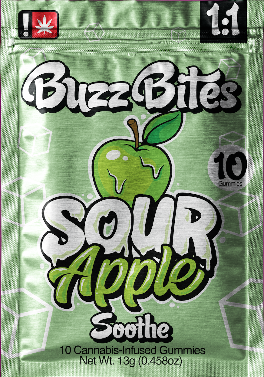 Sour Apple Soothe 1:1 Gummies 100mg 10 Piece (Indica 1:1)