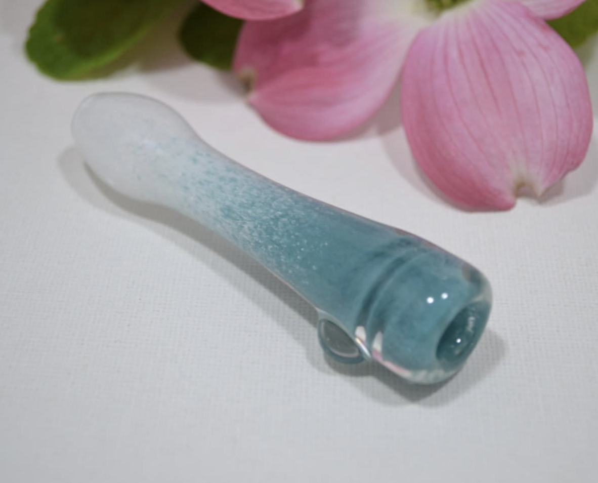 Shiny Blue and White Bat Pipe