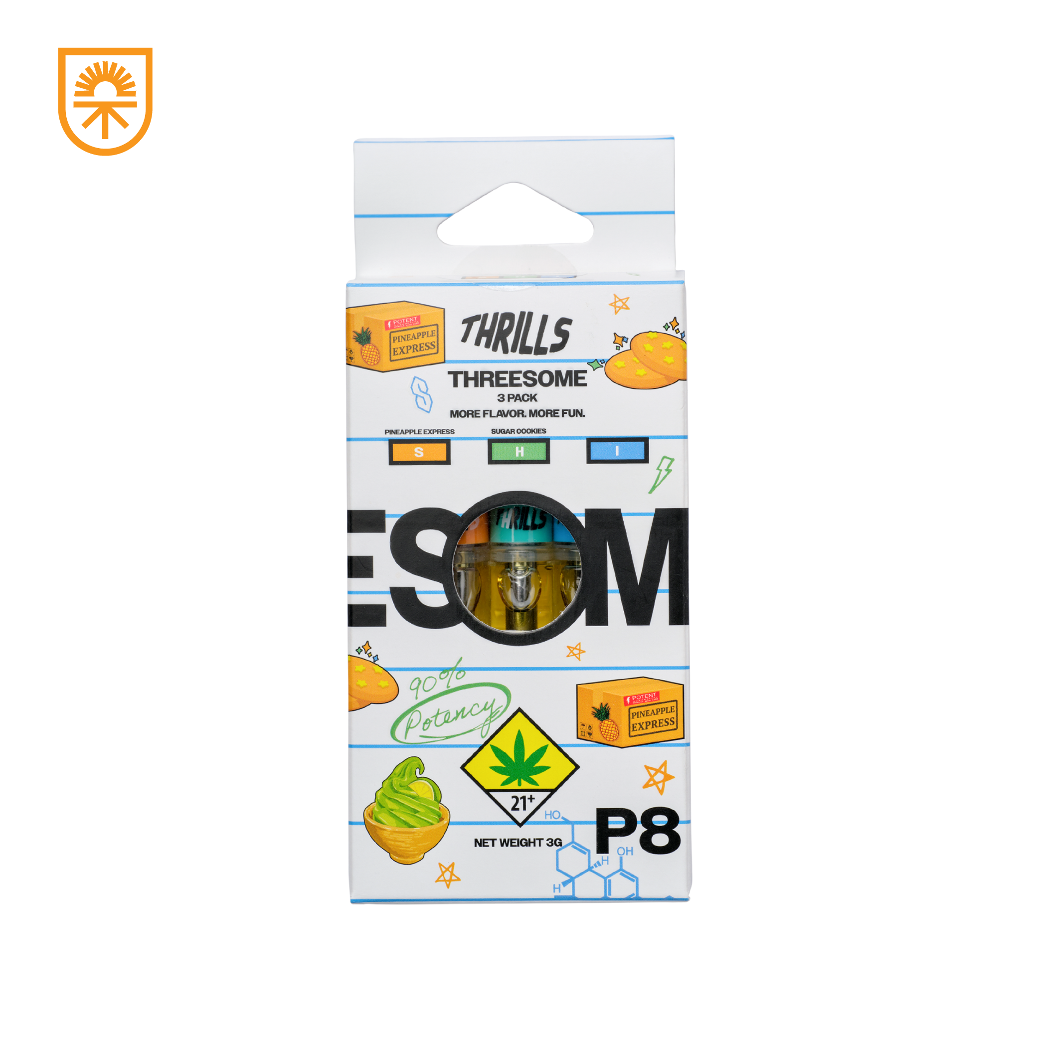 P8 - (S) Pineapple Express x (H) Sugar Cookies x (I) Lime Sorbet - Thrills - Threesome 3 Pack - 3g