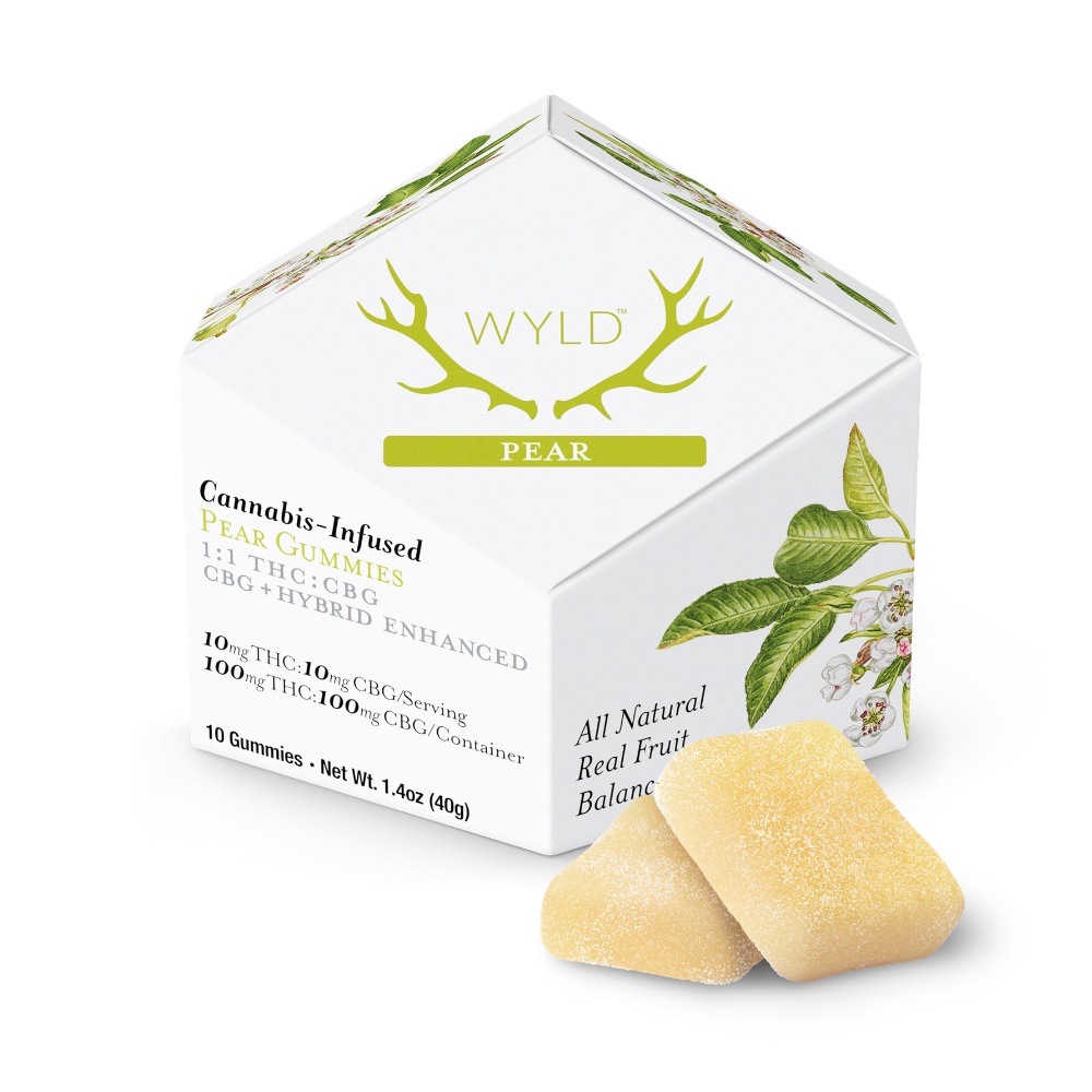 WYLD Pear 1:1 THC:CBG Gummies