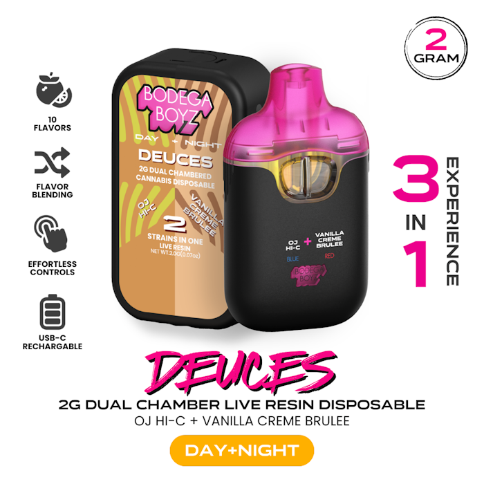 Bodega Boyz - Deuces 2g AIO Live Resin Vape - OJ HI-C x Vanilla Creme Brulee (S/I) - 2g