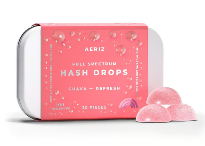 AERIZ GUAVA HASH DROPS 1:1:1 CBD:CBG 20PK GUMMIES 100MG