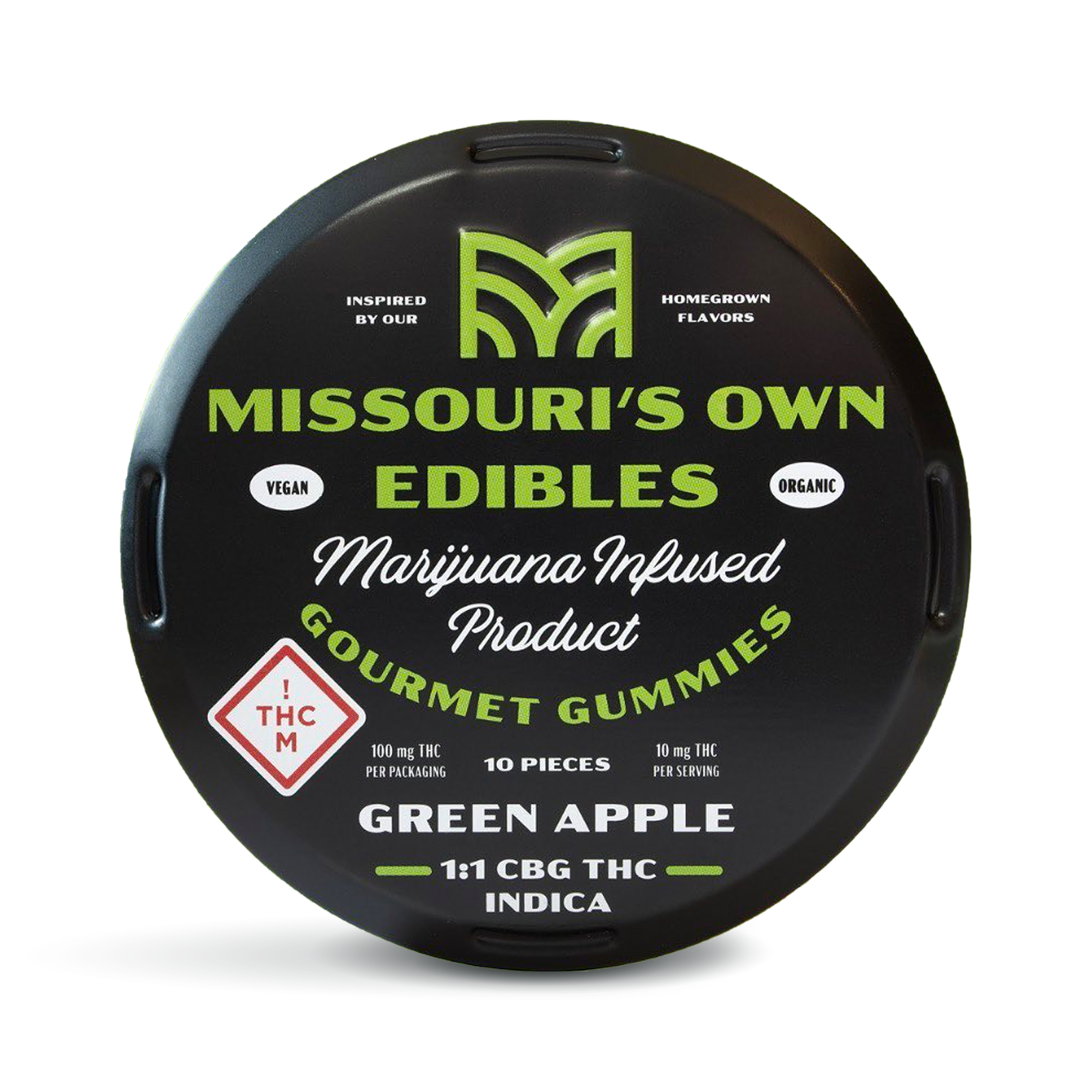 Missouri's Own Edibles - Green Apple 1:1 THC:CBG - [100mg] Indica Gummies