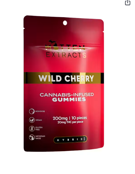Mitten Extracts | Wild Cherry | Infused Gummies | 200mg | Hybrid