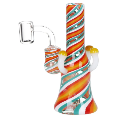 Pulsar Shroom Vision Wig Wag Glass Dab Rig | 5.75" | 14mm F | Colors Vary