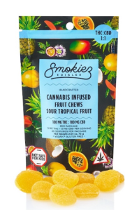 Smokiez 1:1 THC & CBD Sour Tropical Fruit Chews