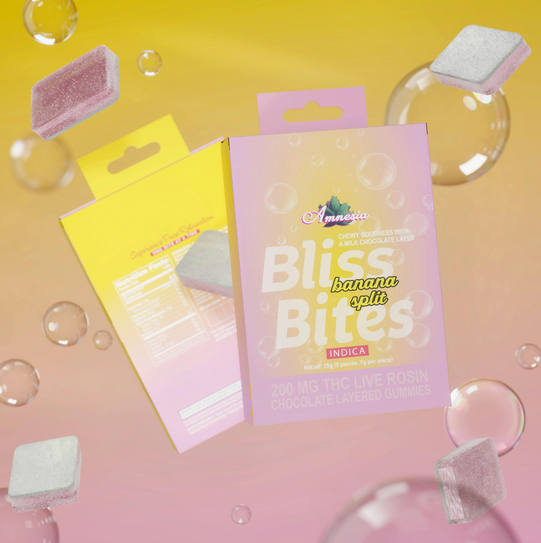 Banana Split Indica Hash Rosin Chocolate Layered Gummy 200mg | 4/$20