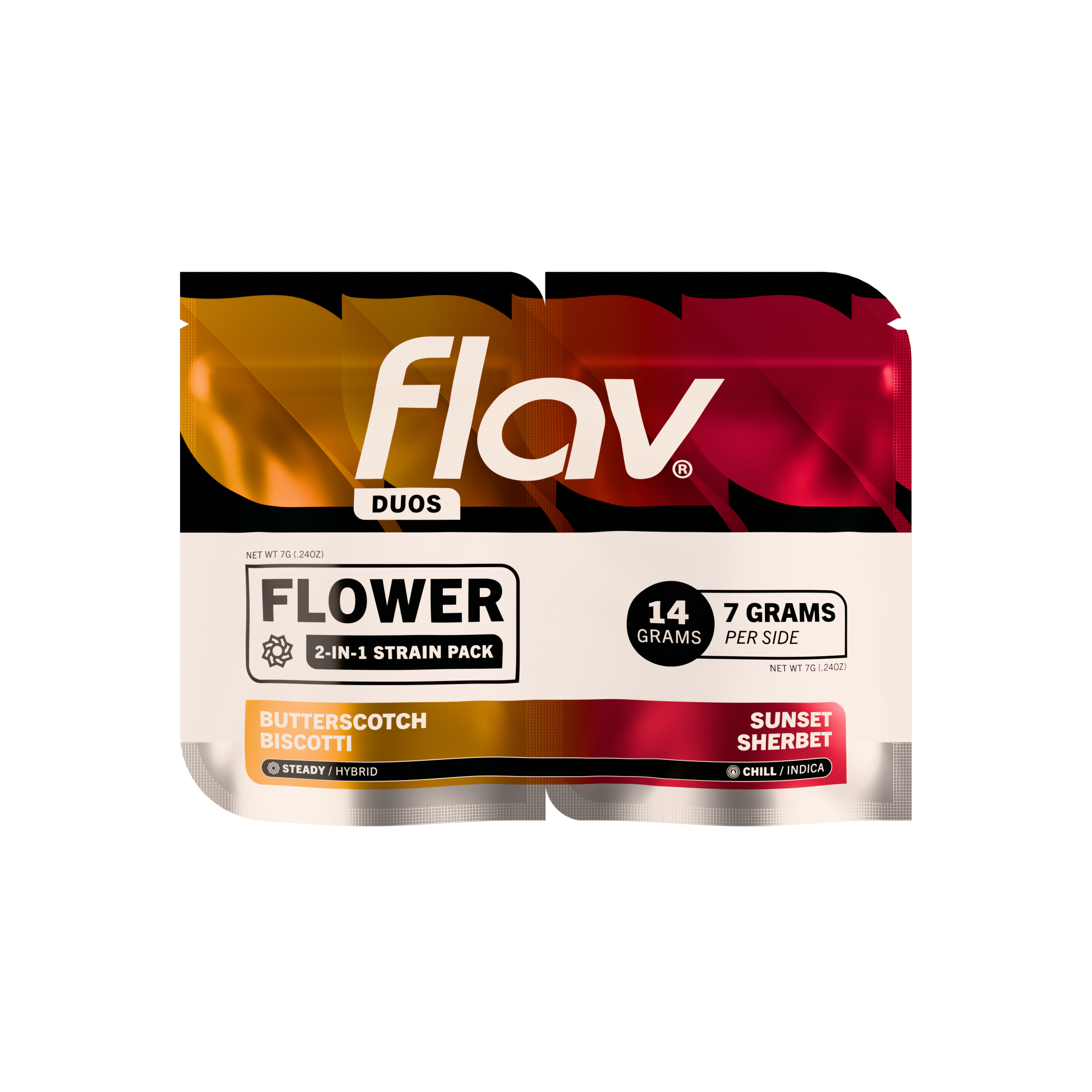 Butterscotch Biscotti (H) & Sunset Sherbert (I) - Duo Flower - 14g by Flav - flower cannabis product