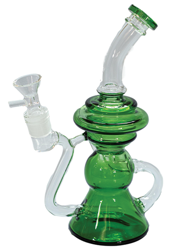 8" Green Bent Neck Recycler Bong