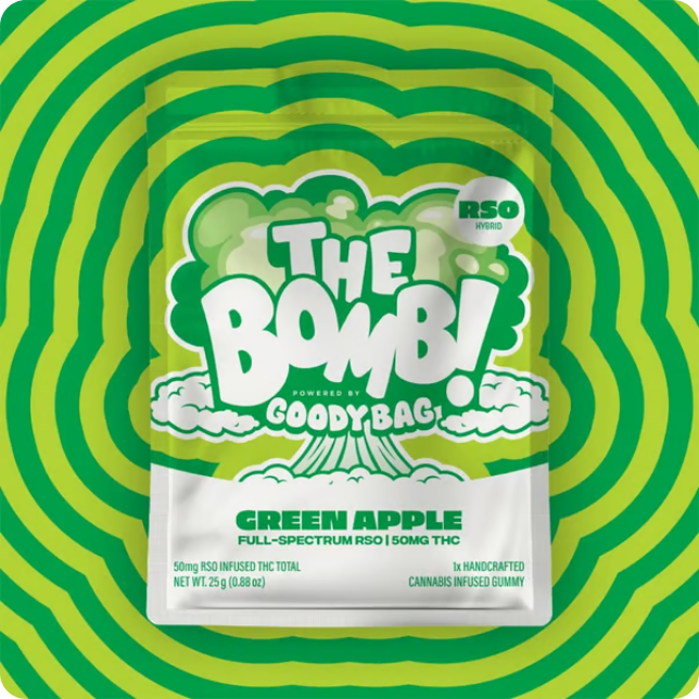 Green Apple- Hybrid - BOMB RSO - Gummy - 50mg (1pk)