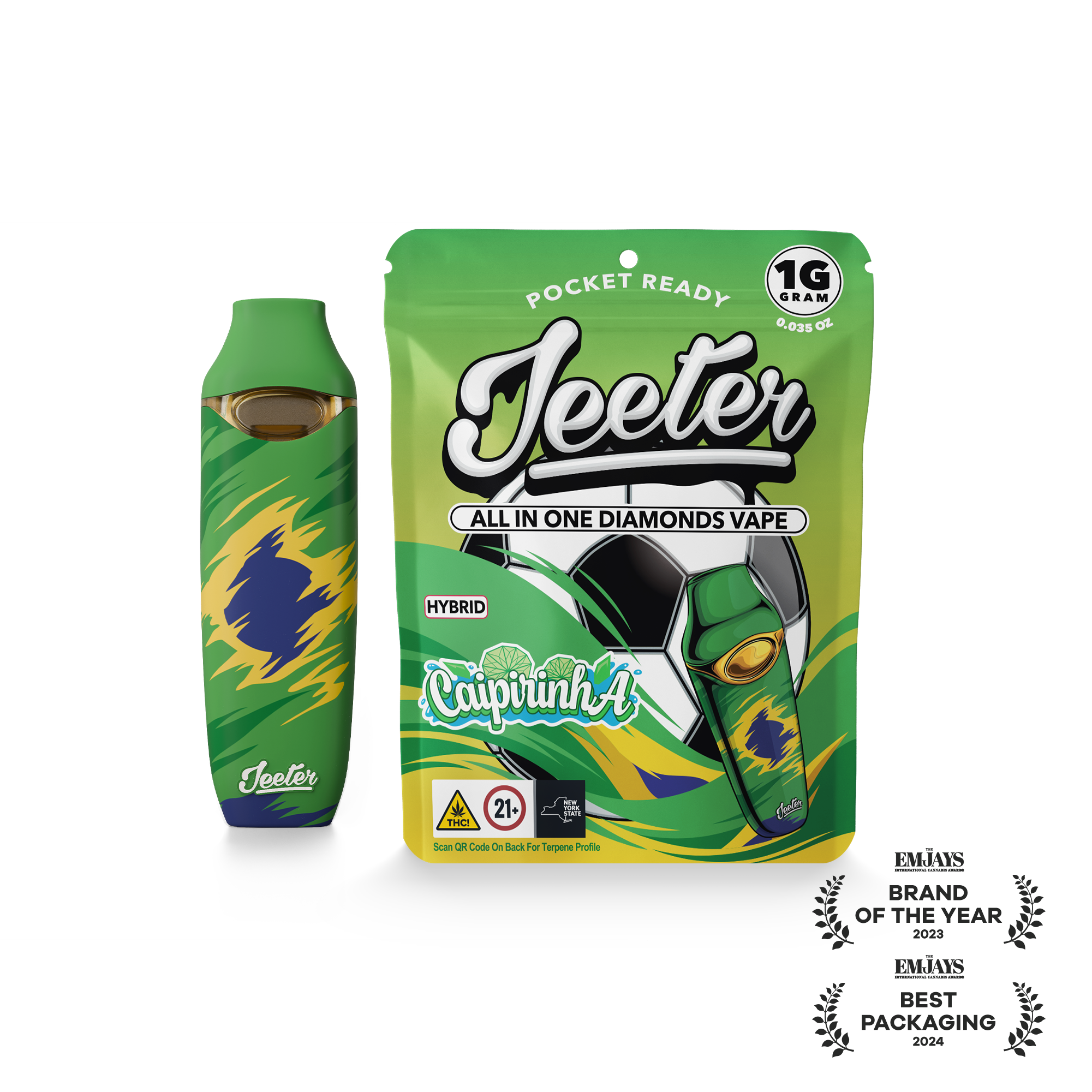 Jeeter | World Cup 1G AIO Diamonds Vape | BRAZIL- Caipirinh A