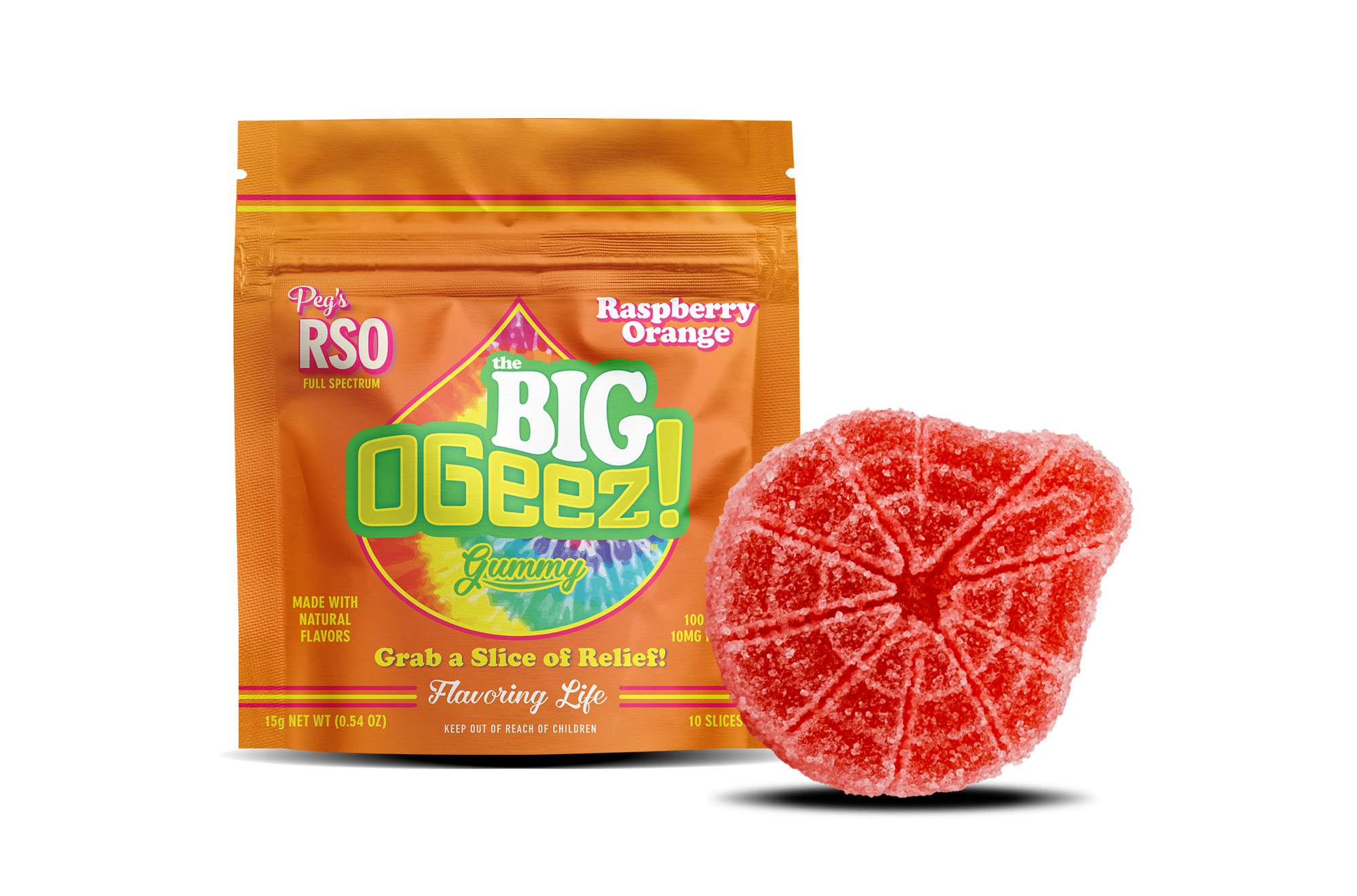 100mg - 1 Pack - Edibles - Full Spectrum - BIG! Peg's Raspberry Orange RSO - OGeez - REC