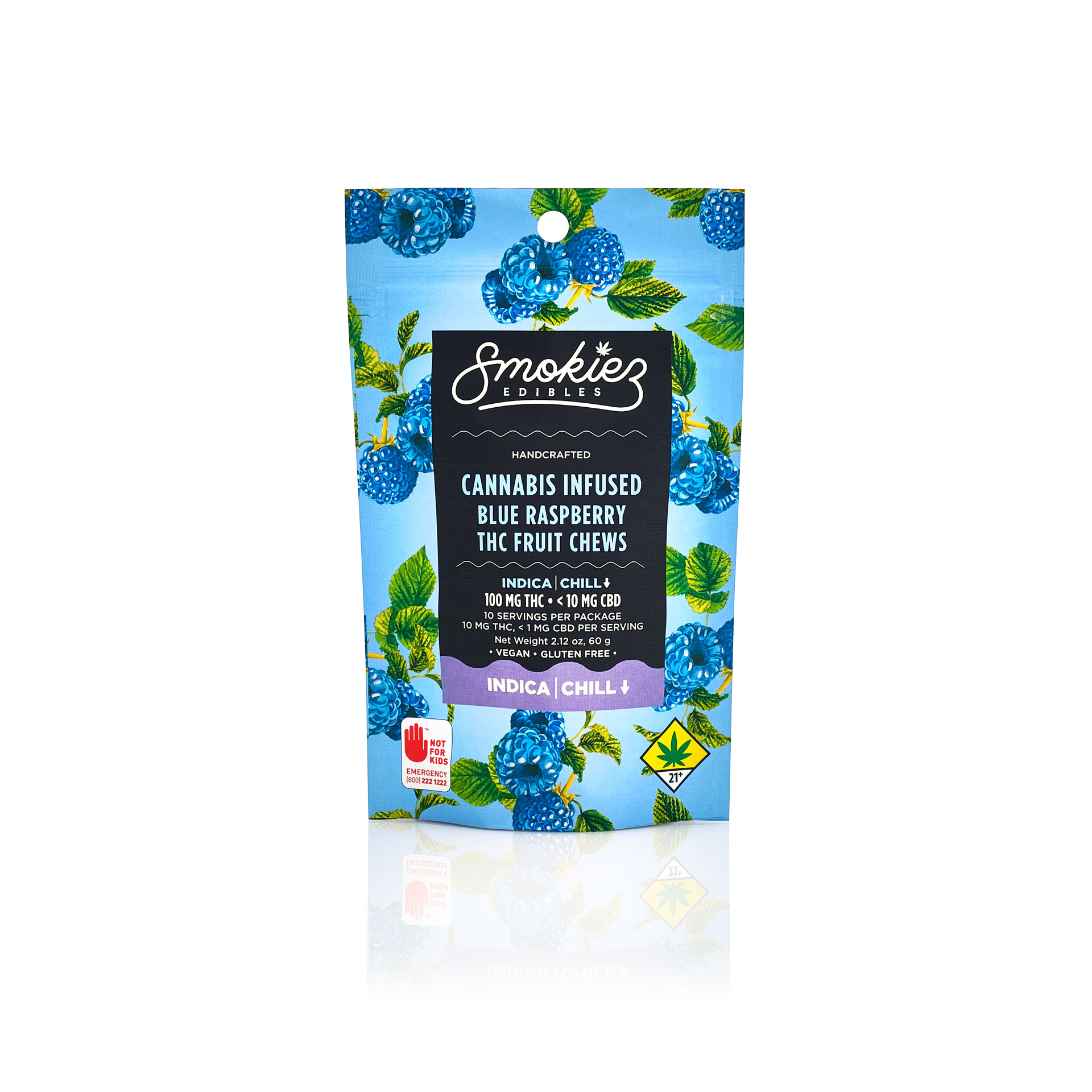 Blue Raspberry Indica  100mg THC Fruit Chews