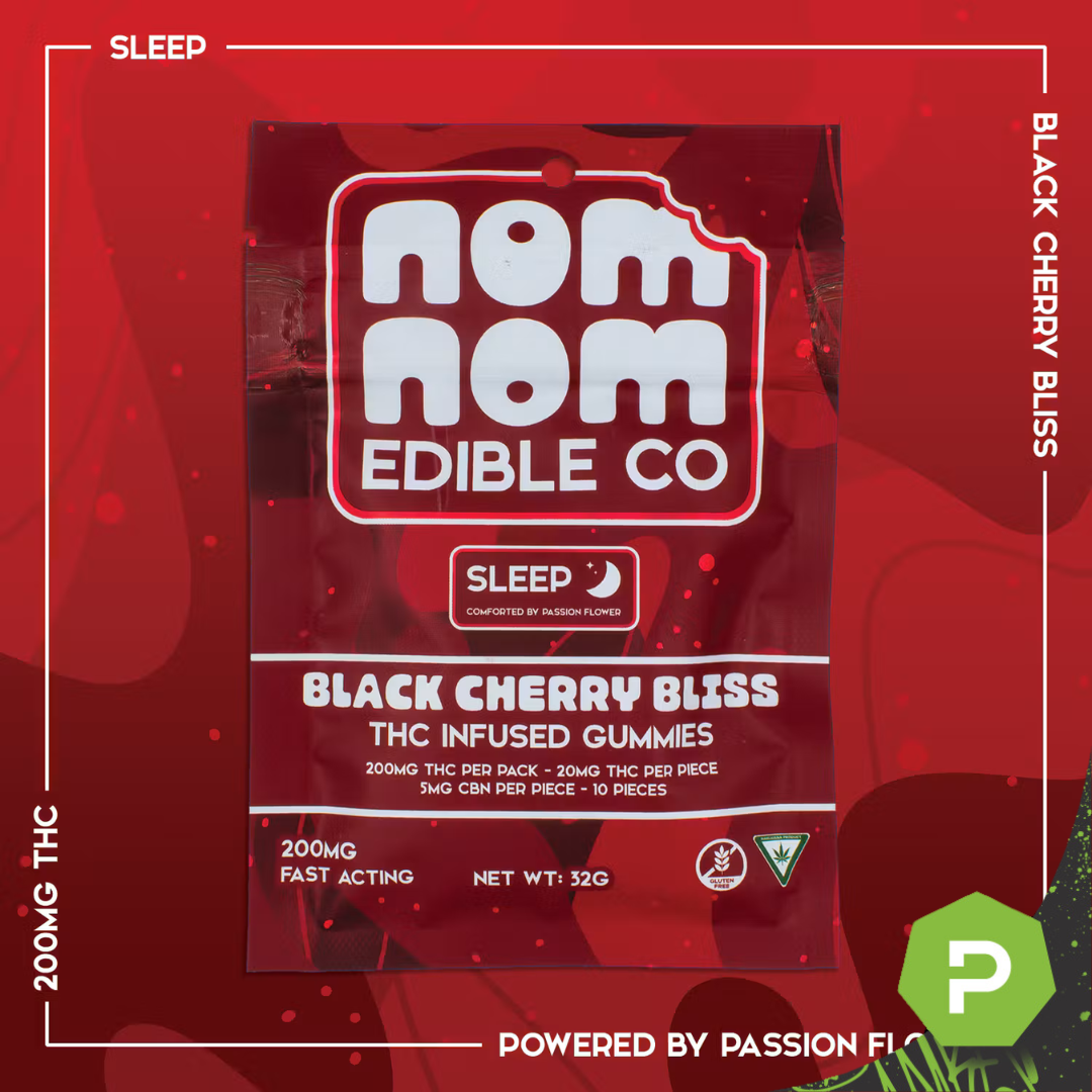 Nom Nom Edible Co | 200mg Gummies | Black Cherry Bliss Sleep (4:1 THC:CBN)