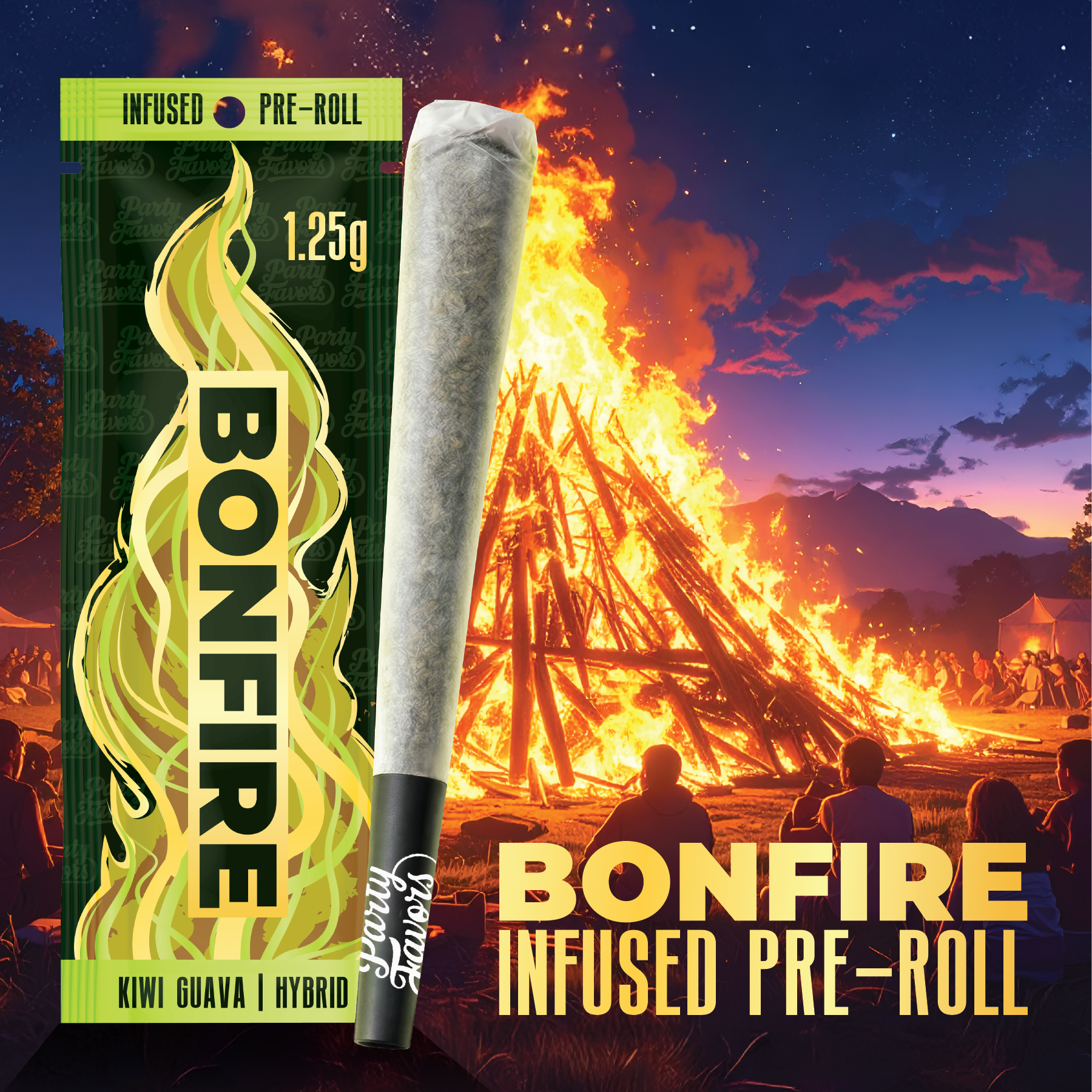 Party Favors | Bonfire Infused Preroll | Kiwi Guava
