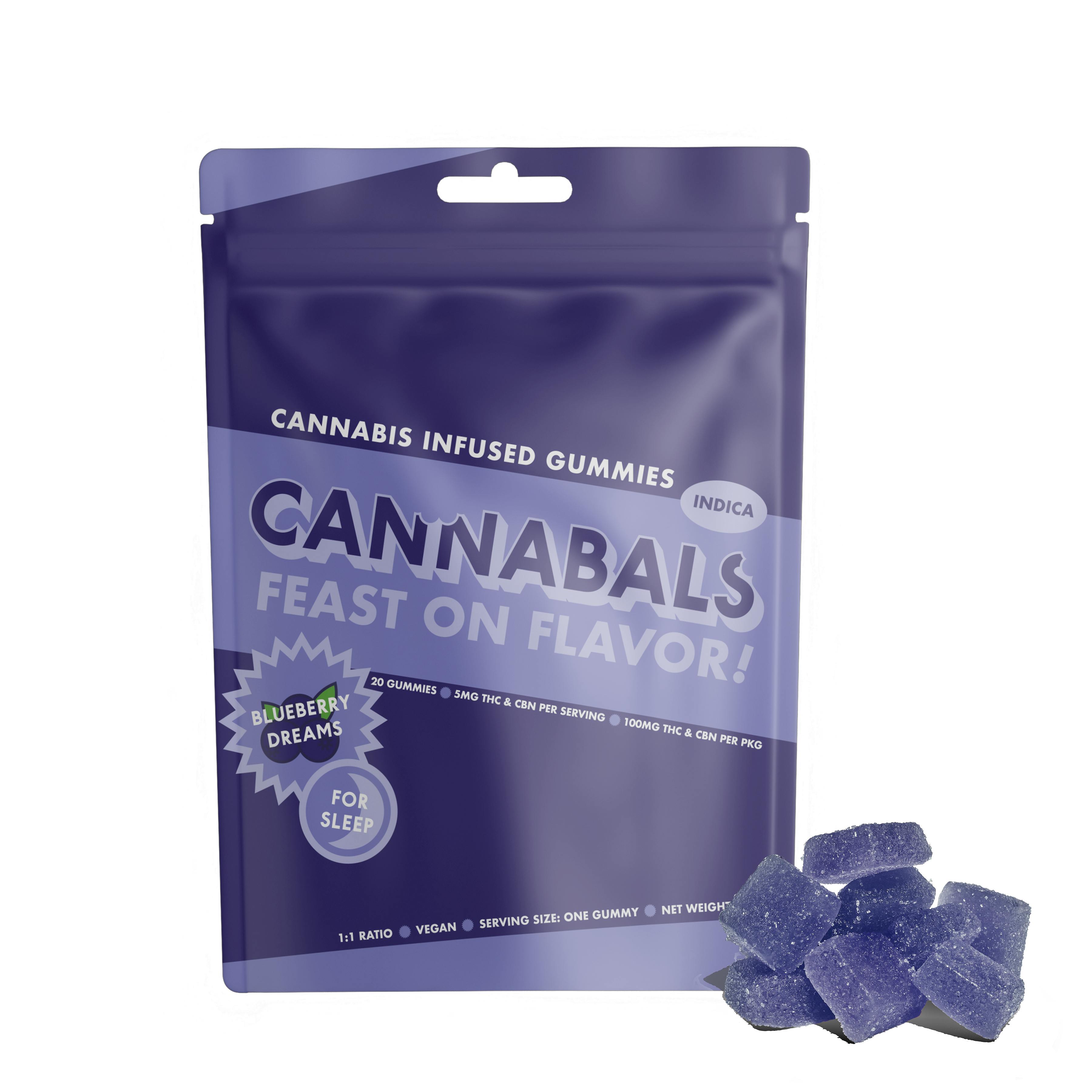 Cannabals - Gummies - Blueberry Dreams - 100MG THC : 100MG CBN - 20ct