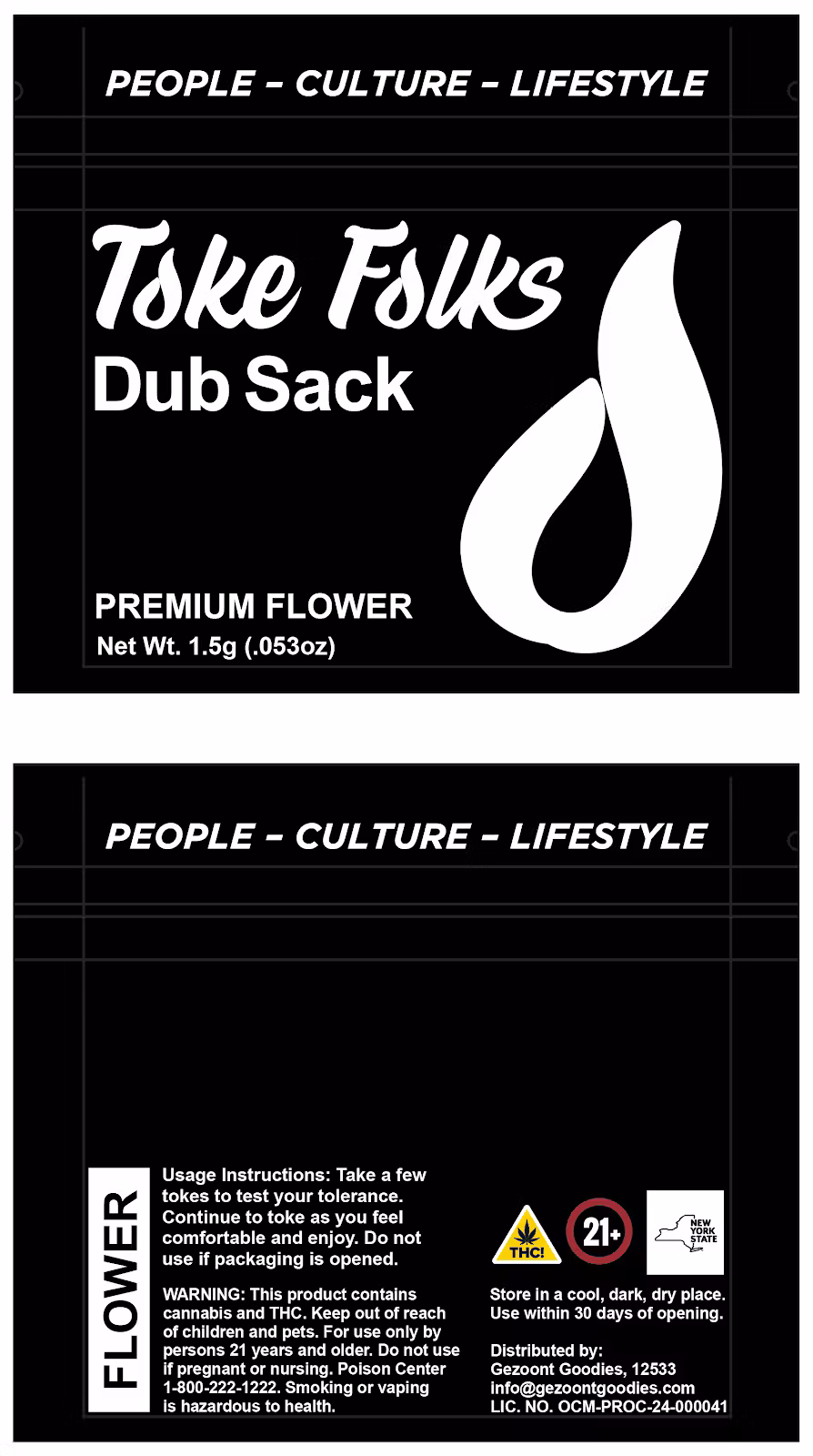 TOKE FOLKS - ROUTE 27 LCG - DUB SACK - 1.5G FLOWER