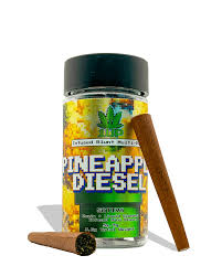 1-UP | Pineapple Diesel | 5 x 0.75g | Rosin + Liquid Diamond Infused Mini Blunt Pack