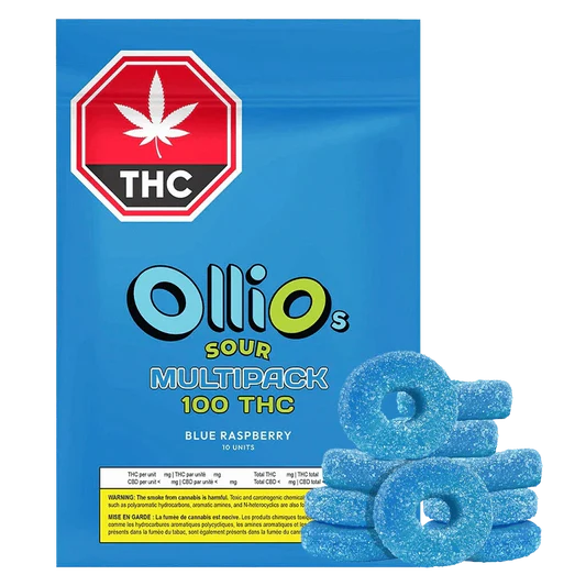 Olli O's - Multipack of 10 Sour Blue Raspberry 10mg THC Soft Chews