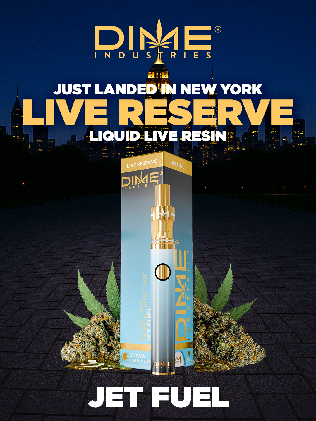 Dime | Live Resin AIO Vape | Jet Fuel | 1g