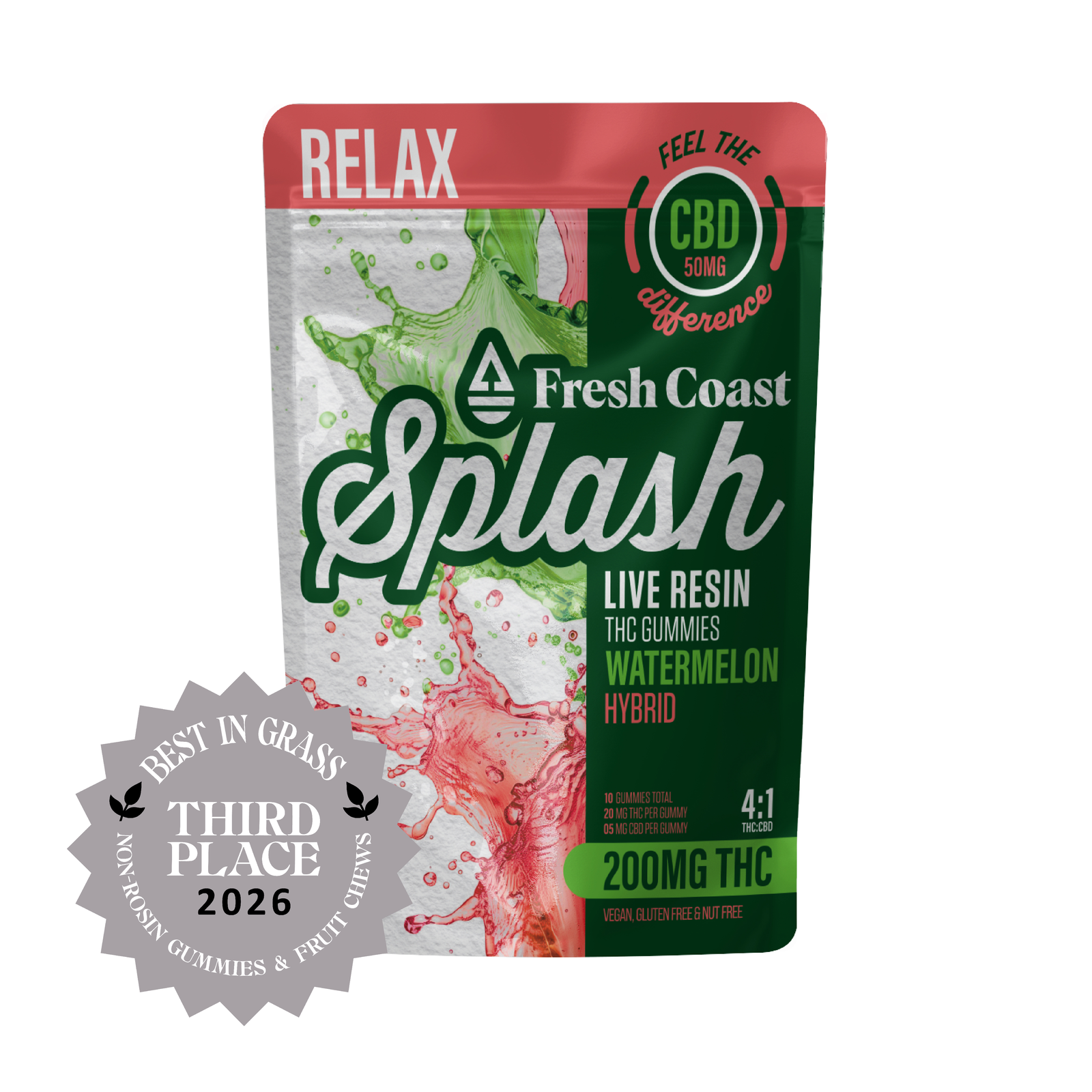 Splash Watermelon 200mg THC : 50mg CBD (4:1)
