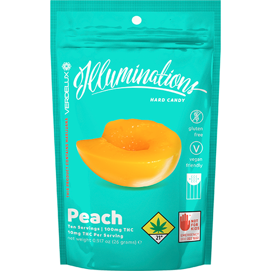 Illuminations Peach Hard Candy 10-Pack Edibles Verdelux | 100mg (DOH)