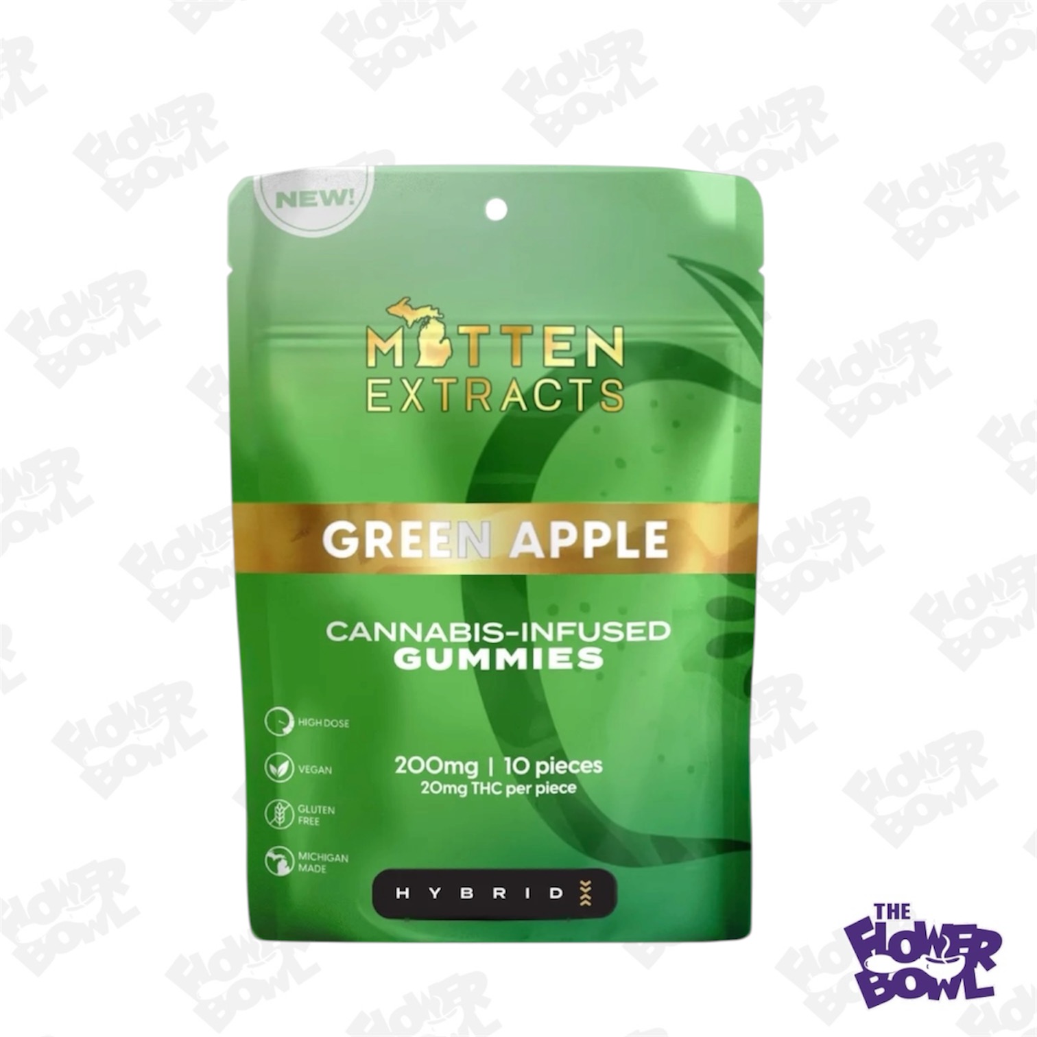 Mitten Extracts: Green Apple 200mg Gummies (H)