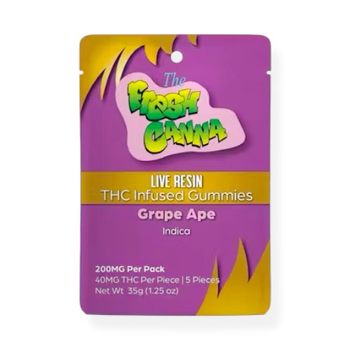Fresh Canna Grape Ape Live Resin Gummies 200mg Rec