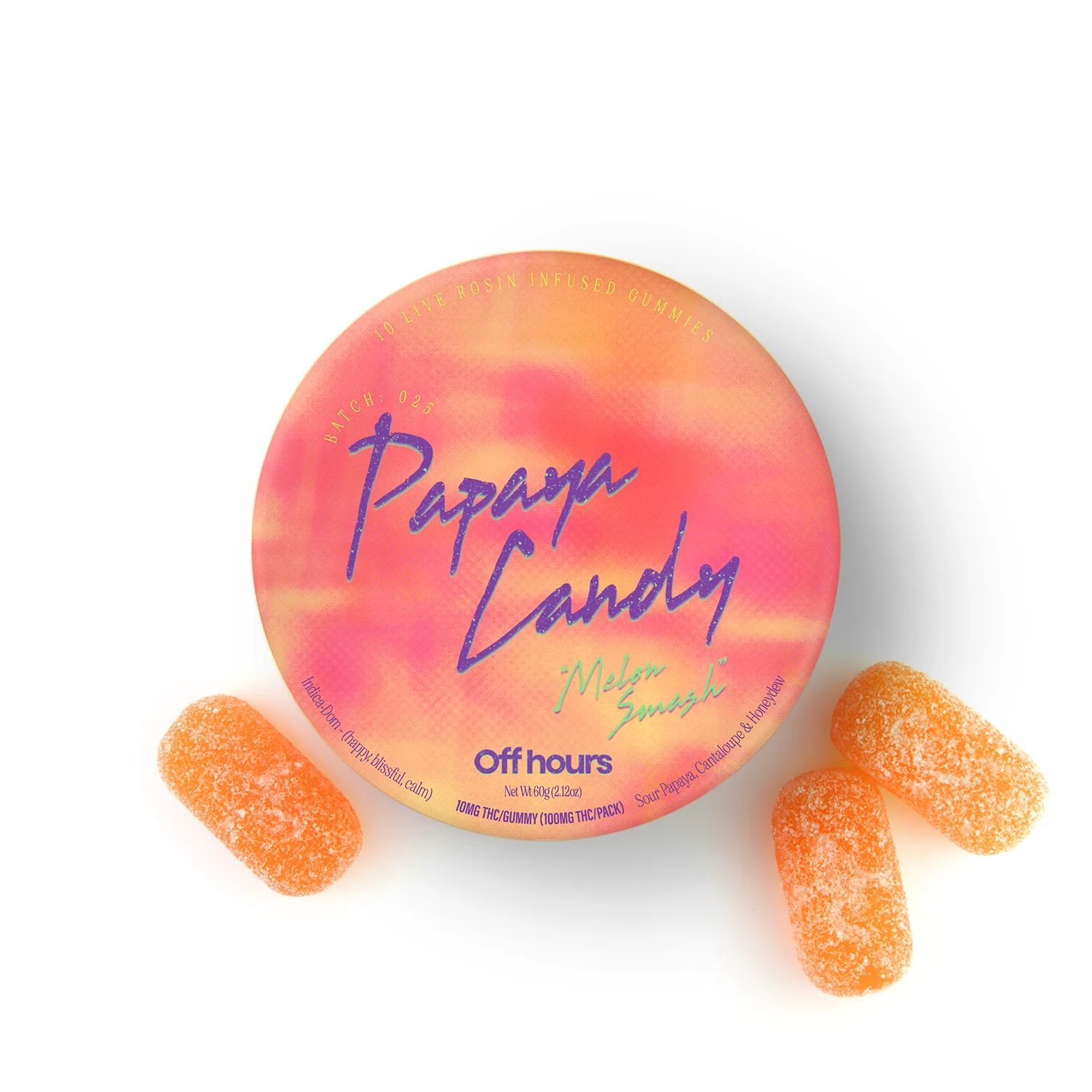 Off Hours - Papaya Candy "Melon Smash" - Rosin Gummies - 100mg