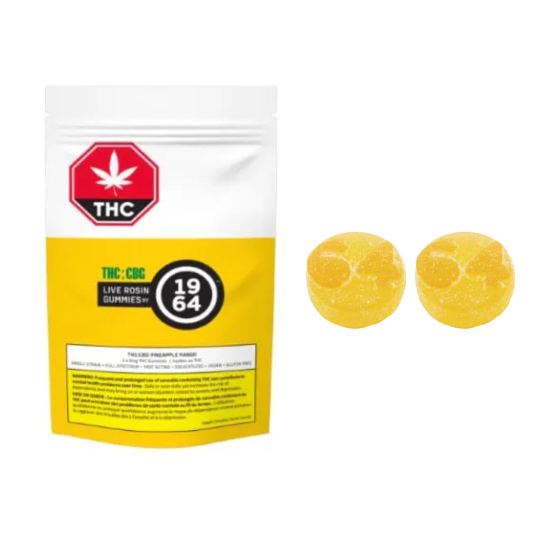 1964 | Pineapple Mango Live Rosin THC:CBG Chews | 2 x 5mg/5mg