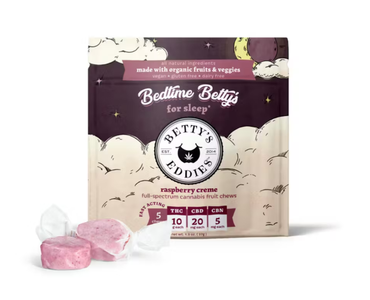 Betty's Eddies-Fruit Chews-Raspberry Cream 10mg Each 50mg Total