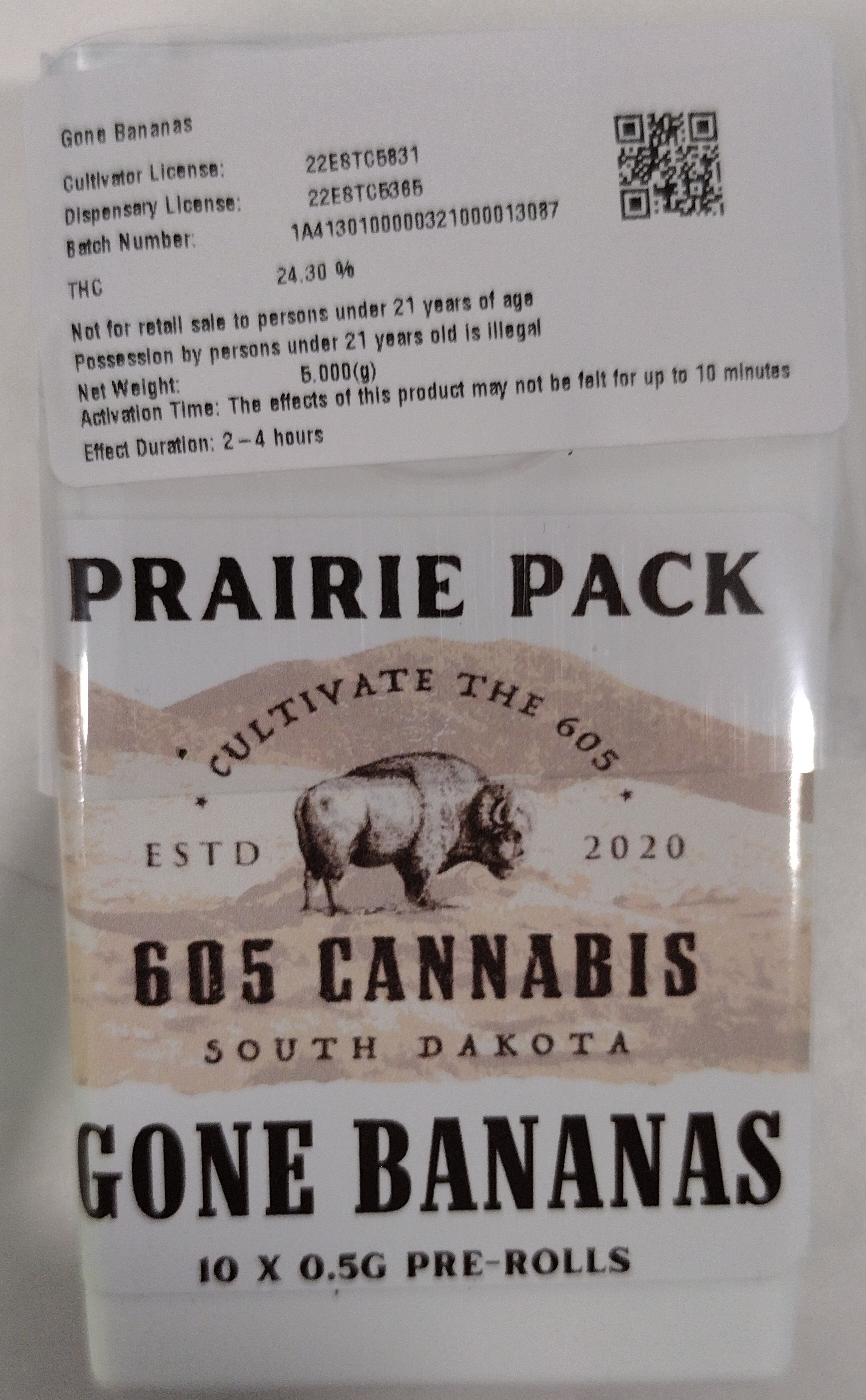 605 Cannabis - Gone Bananas - 5g - 10pk 0.5g Pre-Roll