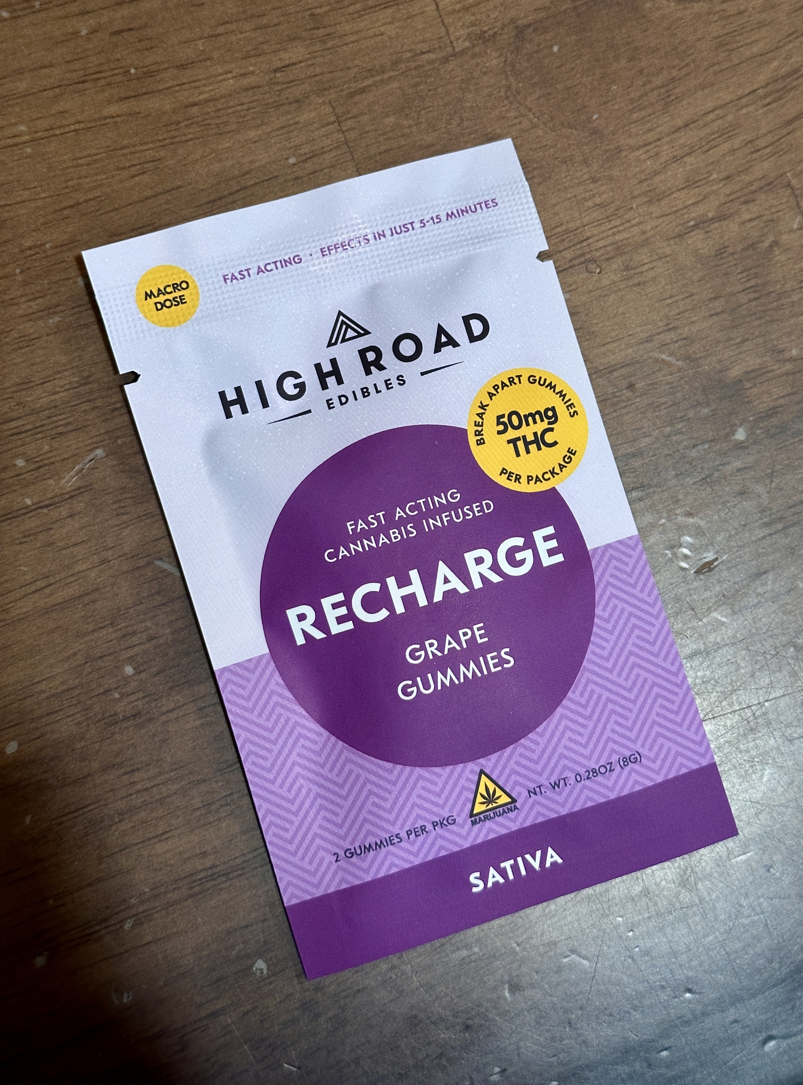 High Road RECHARGE 50mg Grape Gummy