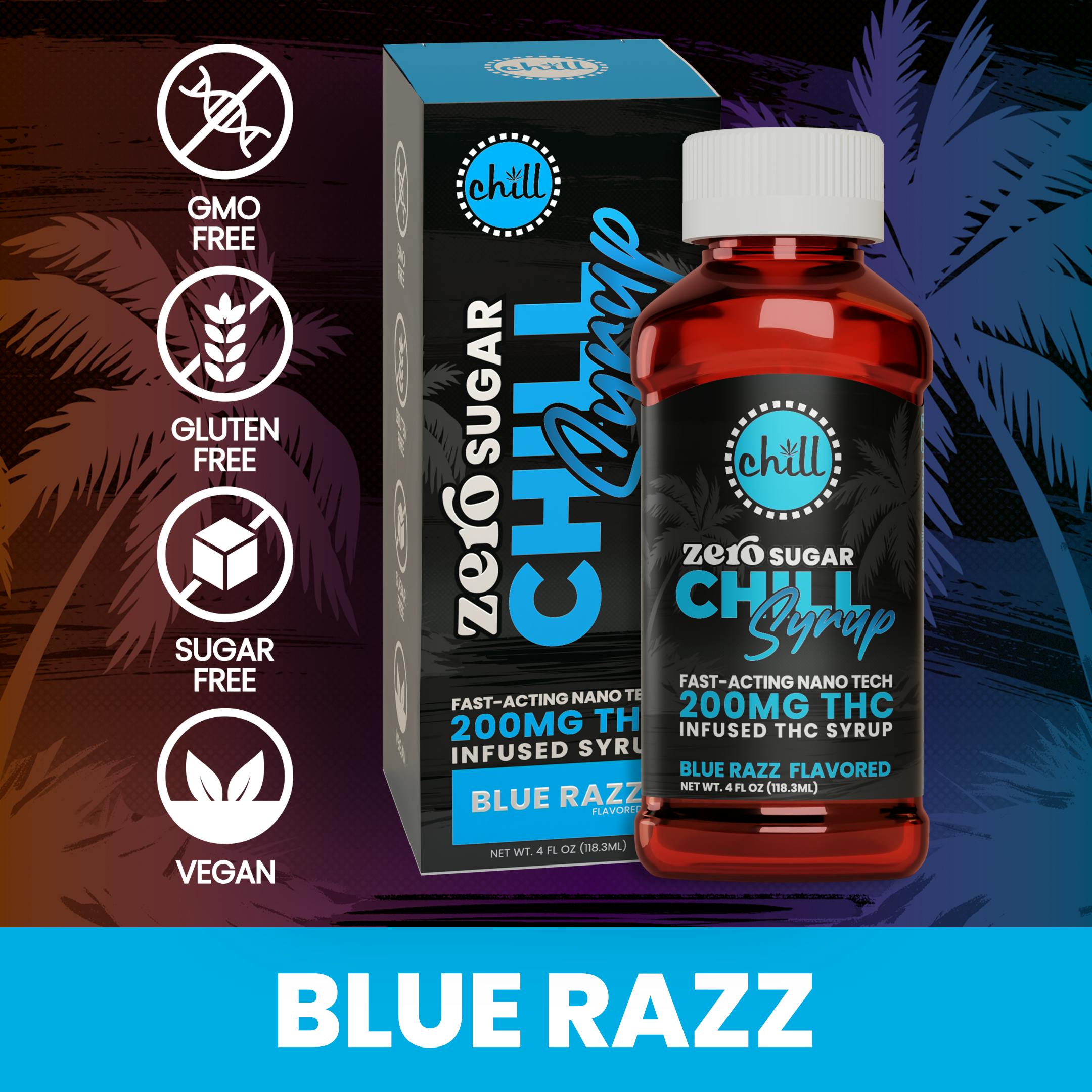 Chill: Blue Razz Syrup 200mg (Zero Sugar)