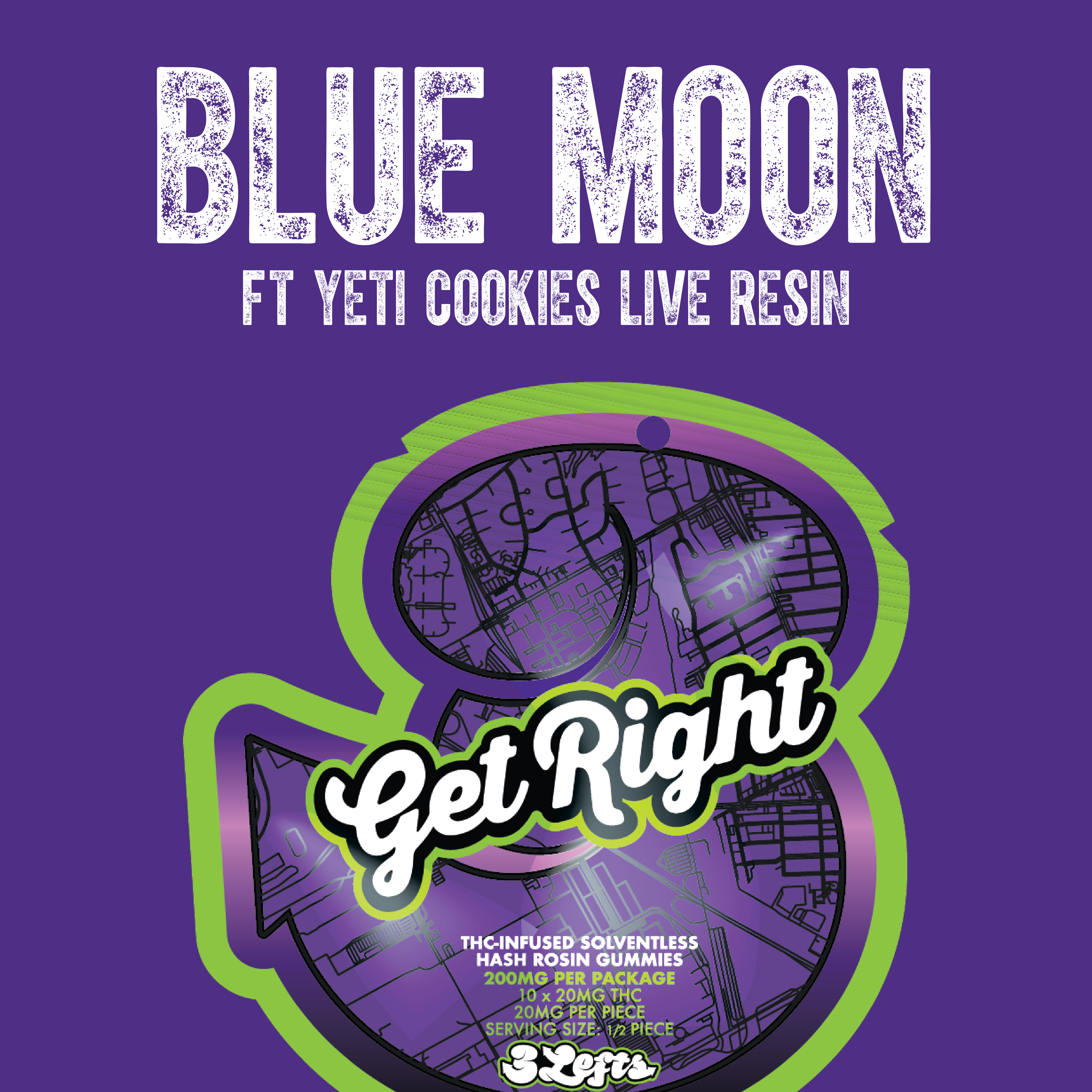 3lefts Solventless Gummy Blue Moon