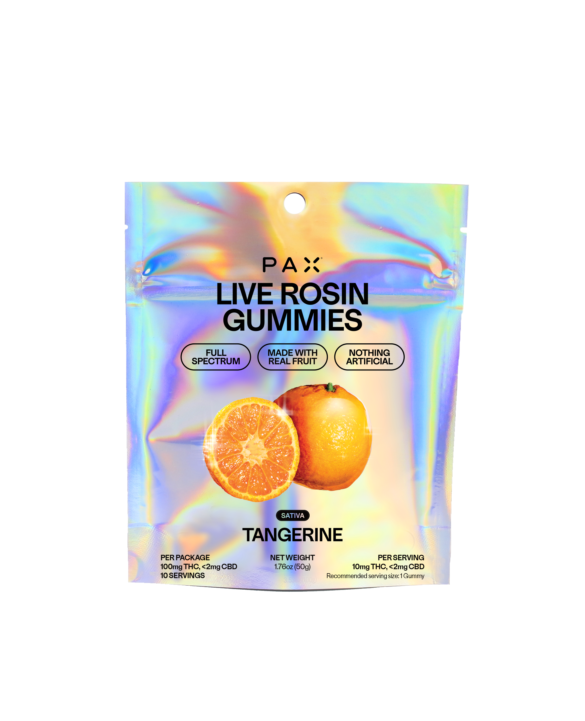 PAX  Tangerine 10mg 10pk Live Rosin Gummies