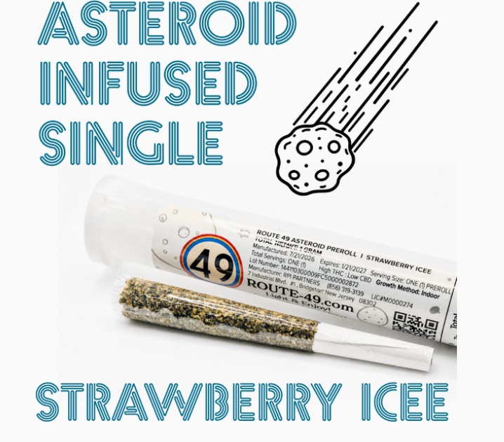 Route 49 Asteroids- Strawberry Icee - 1g - Distillate and CBD Diamond Infused Preroll