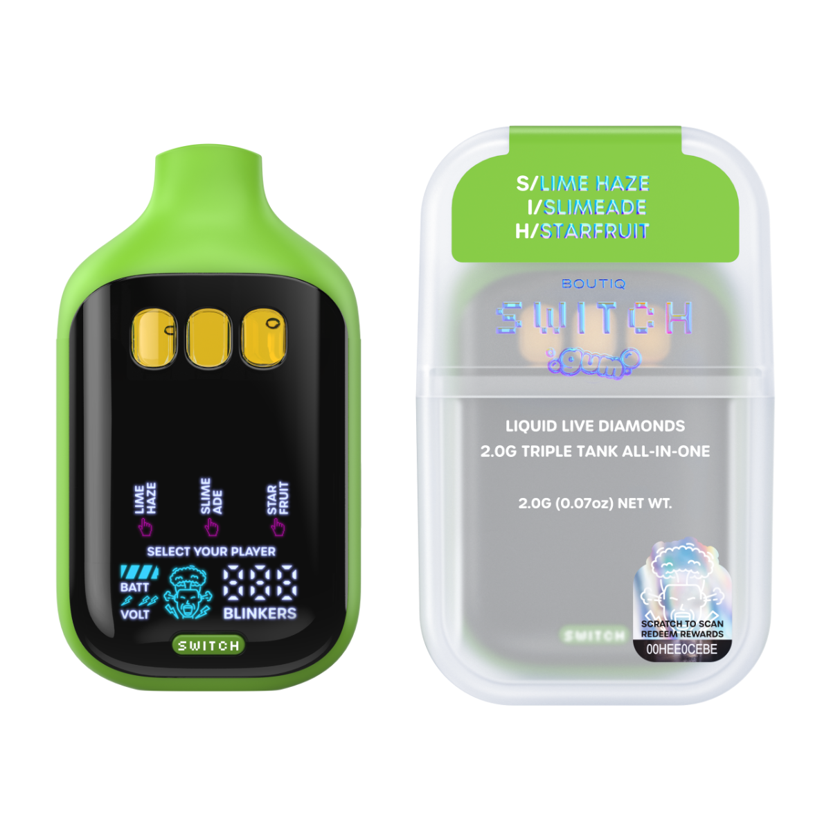 BOUTIQ | V5 GUM | Lime Haze x Slimeade x Starfruit | S-I-H | 2g AIO