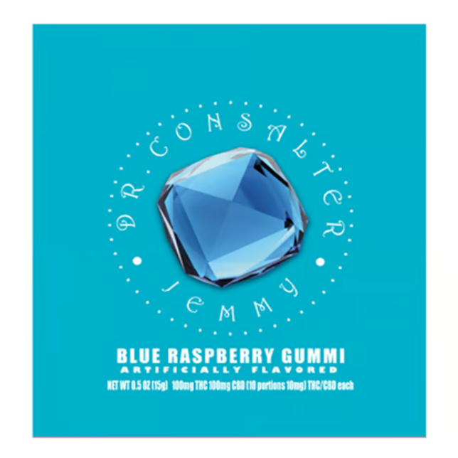 1:1 Blue Raspberry - THC:CBD - Gummy - 100mg (1pk)
