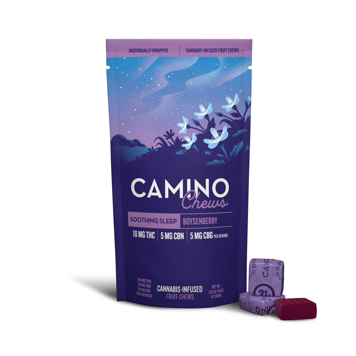 Boysenberry 'Soothing Sleep' Camino Chews 10mg THC: 5mg CBN: 5mg CBG [10pk]