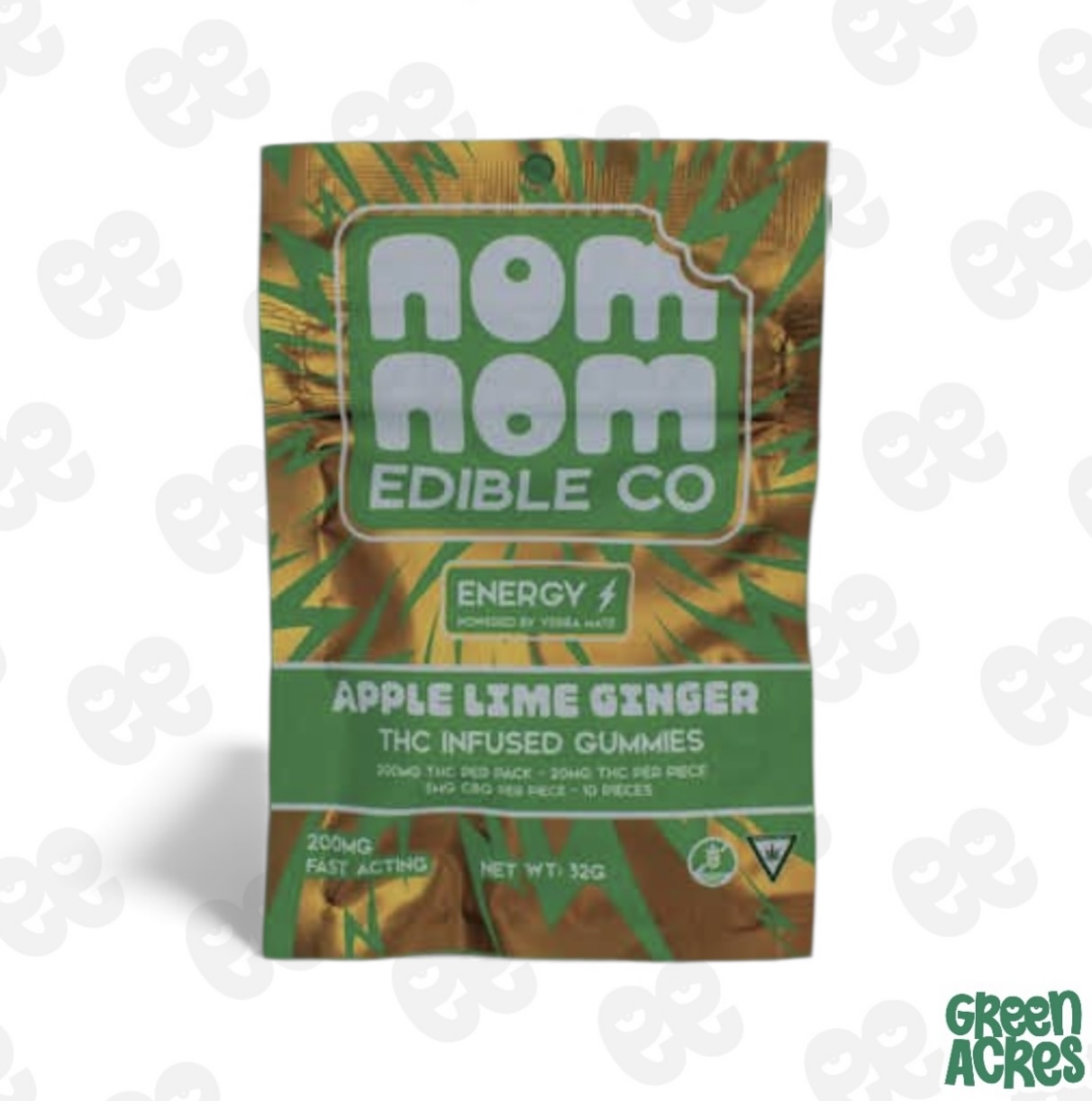 Nom Nom: Apple Lime Ginger Energy 200MG Gummies in Riverview, MI